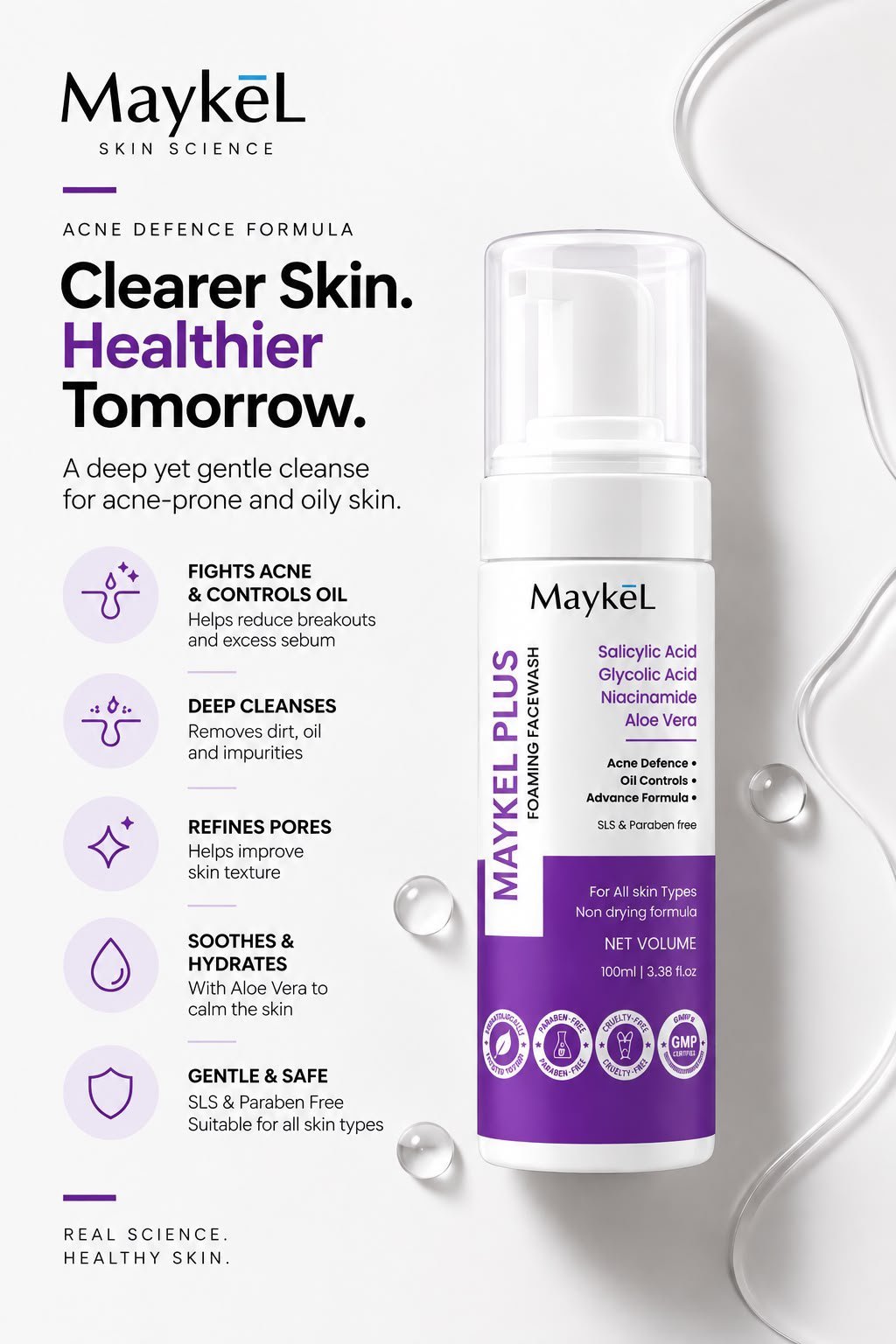 Maykel Plus Foaming Face Wash (100 ML)