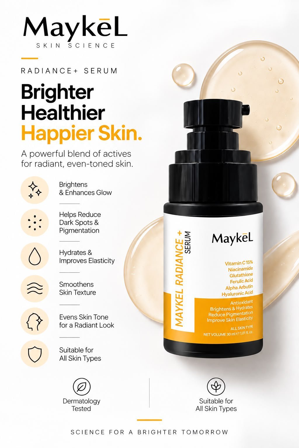 MAYKEL RADIANCE+ SERUM 30ml  (Vitamin C 15%)